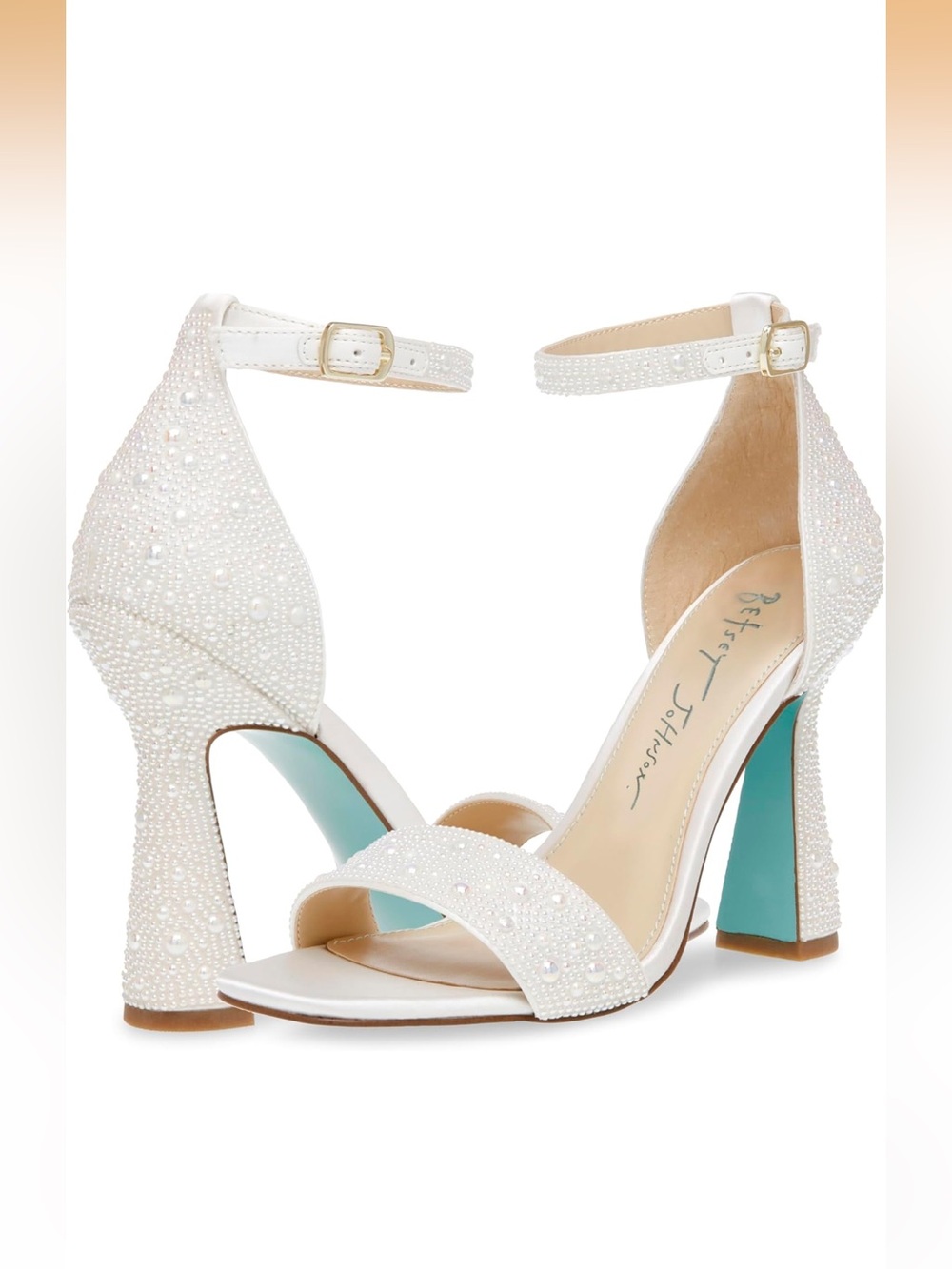 Betsey Johnson Women's Dani Heeled Sandal, Pearl, size 7 US